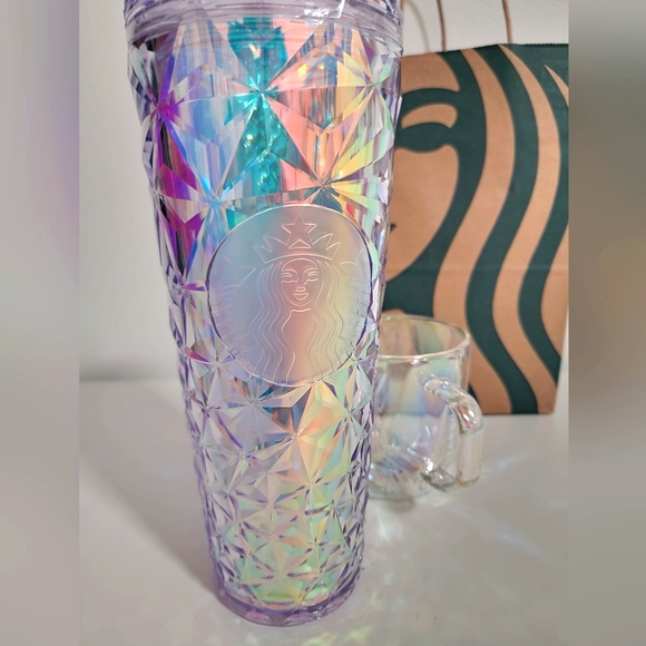 Starbucks 2023 New Release Diamond Iridescent Unicorn Holiday Tumbler Glass Mug - Picture 7 of 10